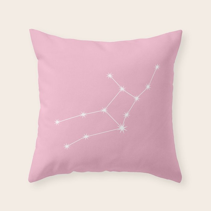 Virgo Zodiac Star Constellation Line Art Soft Pink Throw Pillow Gallery Image 1