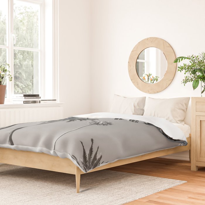 Palm Trees (Black and White) Duvet Cover Gallery Image 2