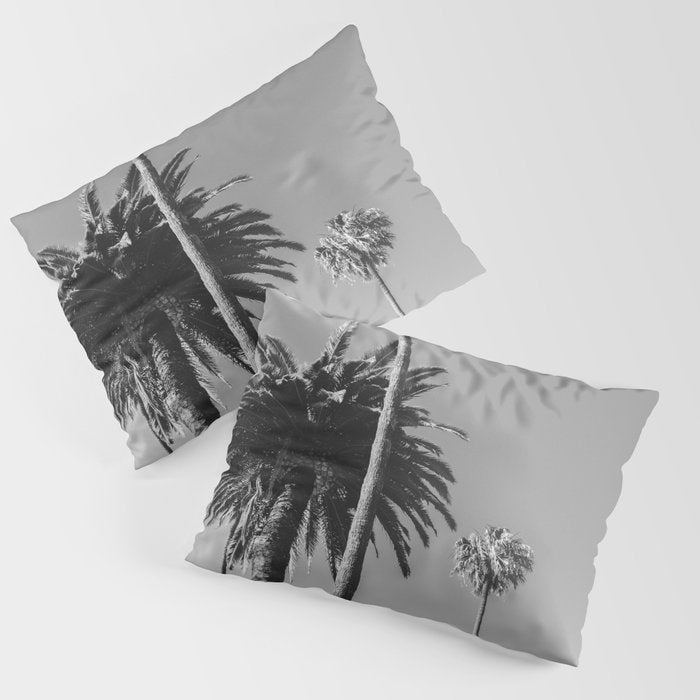 Palm Trees (Black and White) Pillow Sham Gallery Image 1
