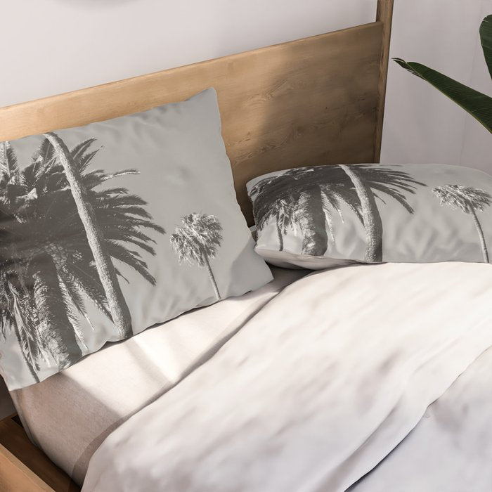 Palm Trees (Black and White) Pillow Sham Gallery Image 2