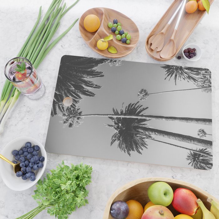 Palm Trees (Black and White) Cutting Board Gallery Image 2