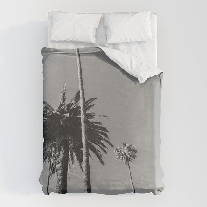 Palm Trees (Black and White) Duvet Cover Gallery Image 6