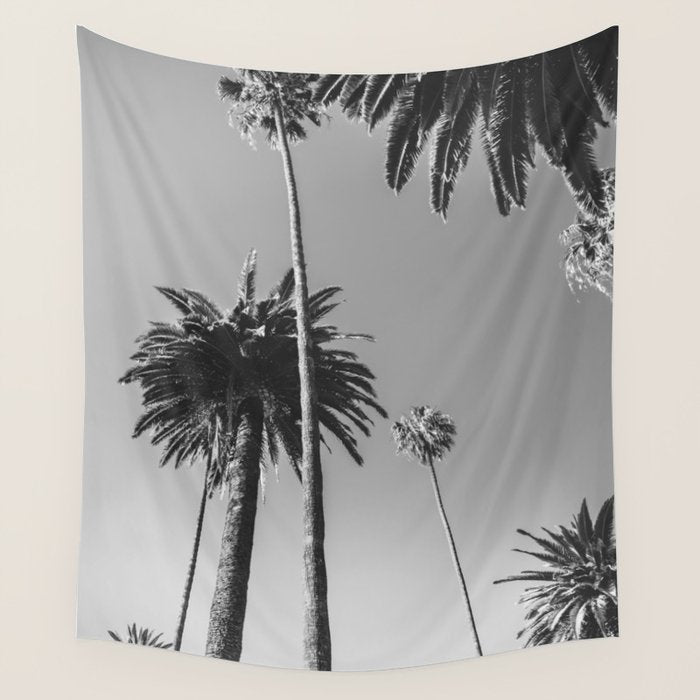 Palm Trees (Black and White) Wall Tapestry Gallery Image 1
