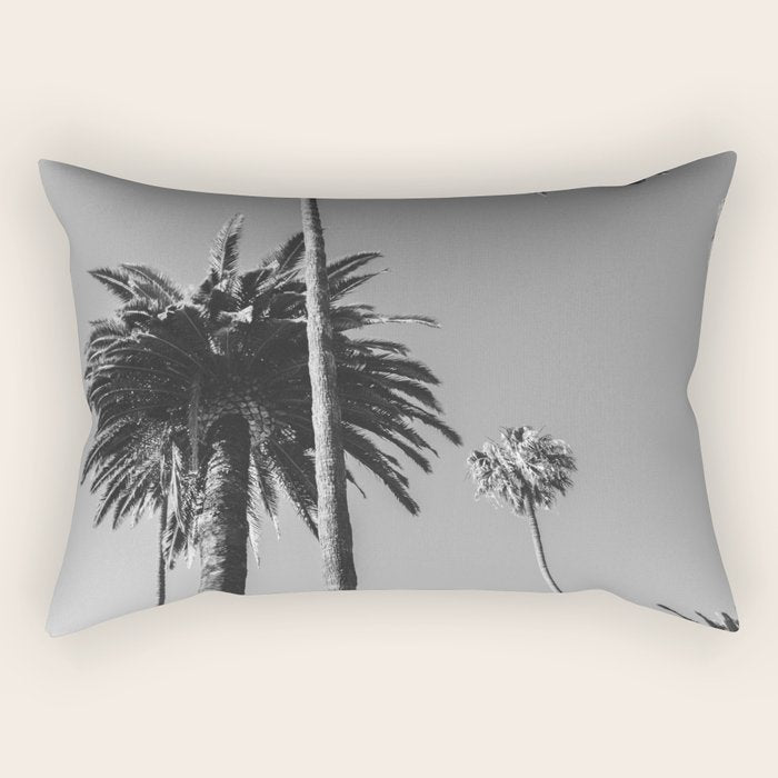 Palm Trees (Black and White) Rectangular Pillow Gallery Image 2