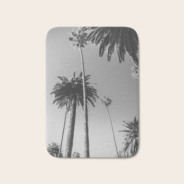 Palm Trees (Black And White) Bath Mat