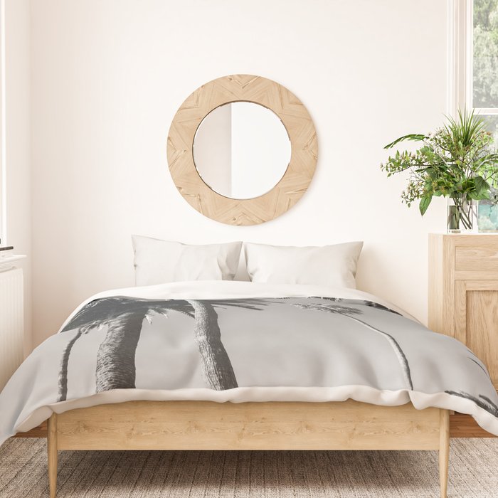 Palm Trees (Black and White) Duvet Cover Gallery Image 3