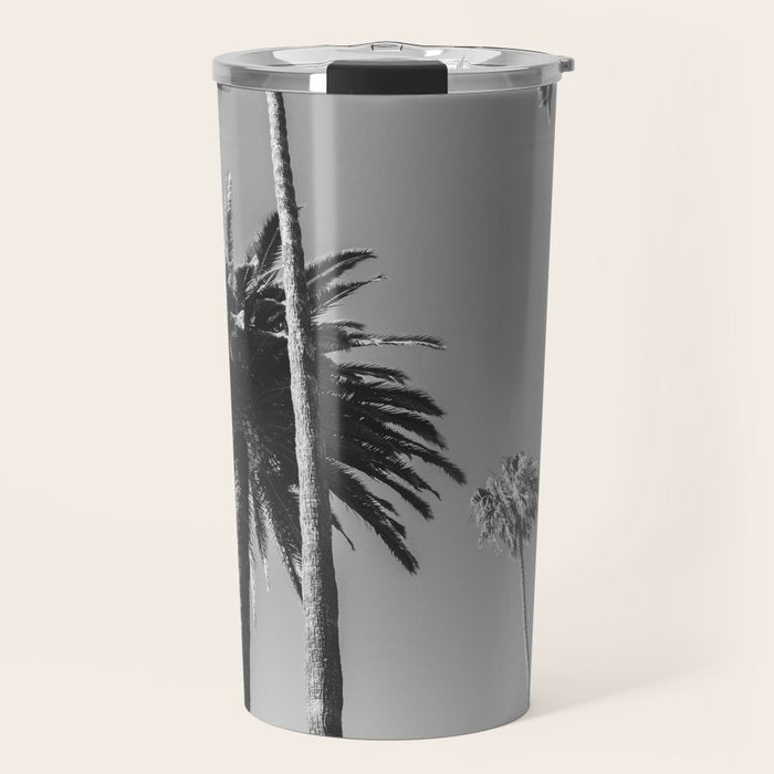 Palm Trees (Black and White) Travel Mug Gallery Image 1