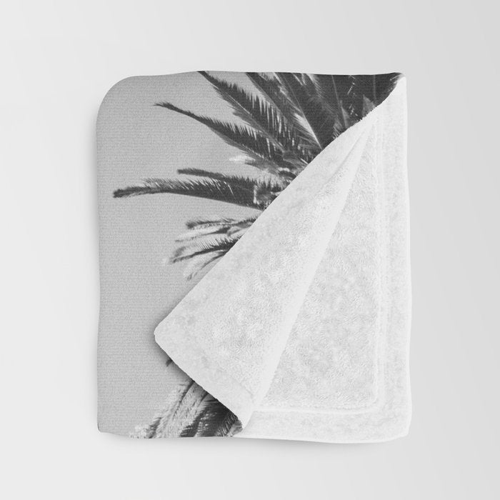 Palm Trees (Black and White) Throw Blanket Gallery Image 3