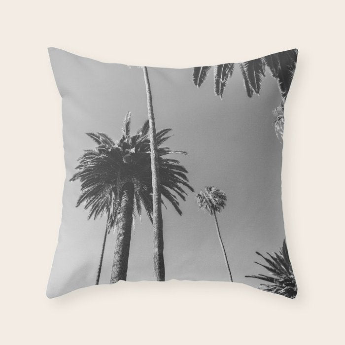 Palm Trees (Black and White) Throw Pillow Gallery Image 6