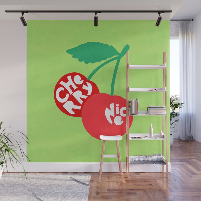 Big fruit Cherry duo with fun pun 'Cherry Nice'  Wall Mural Gallery Image 1