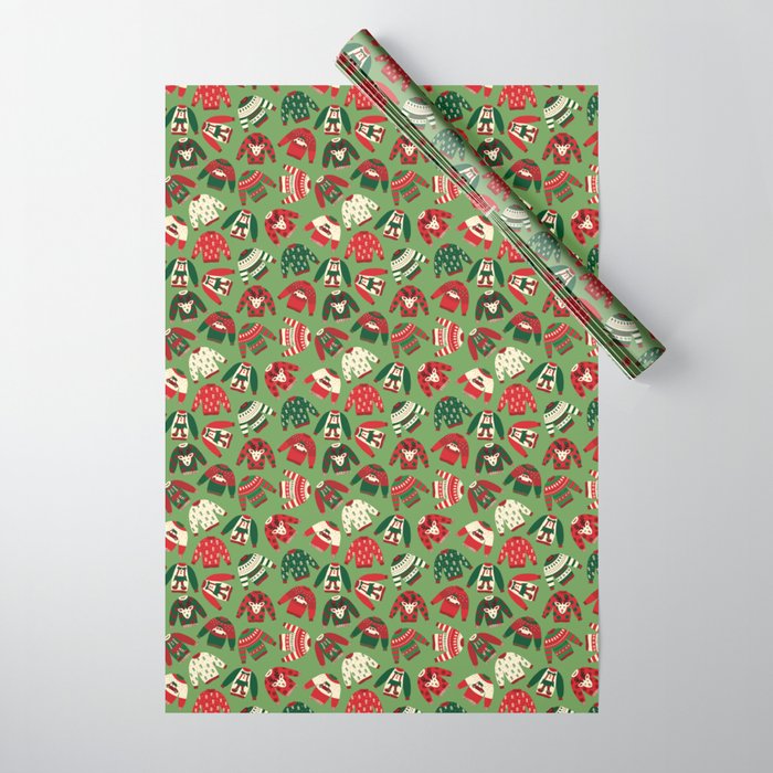 Ugly Christmas Sweaters Pattern Wrapping Paper Gallery Image 1