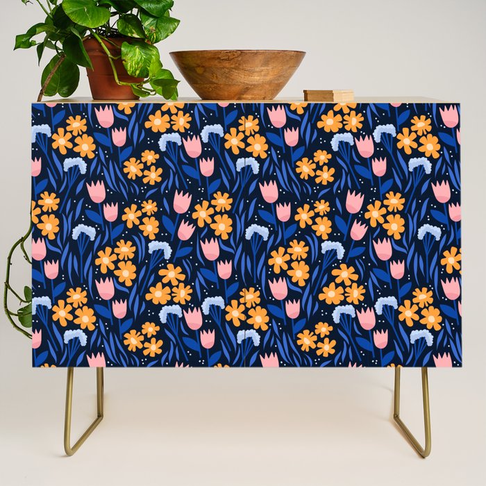Colorful flowers pattern Credenza Gallery Image 1