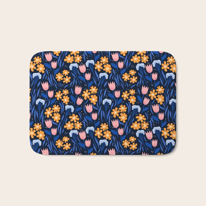 Colorful flowers pattern Bath Mat Gallery Image 1