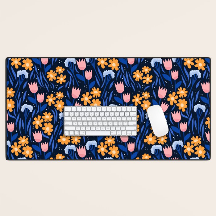 Colorful flowers pattern Desk Mat Gallery Image 1