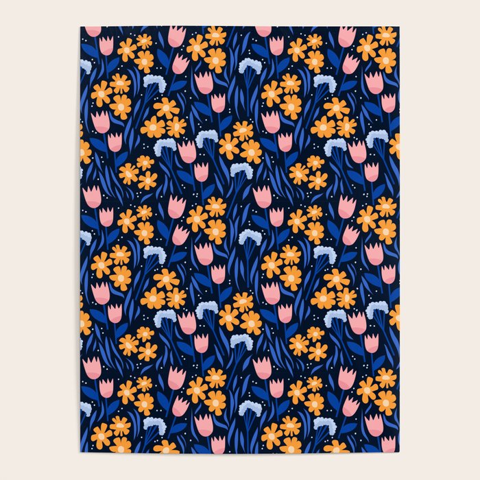 Colorful flowers pattern Poster Gallery Image 1