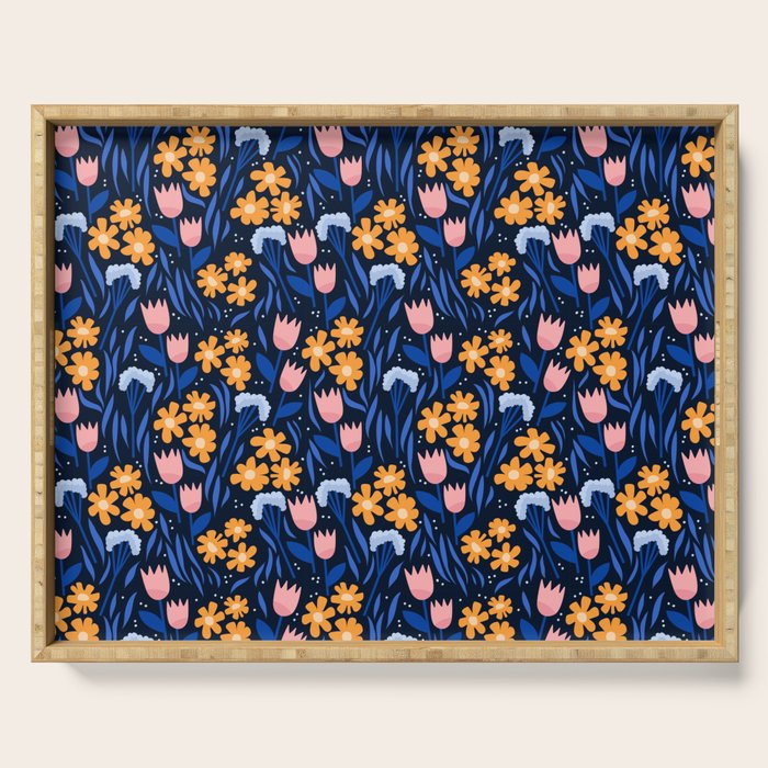 Colorful flowers pattern Serving Tray Gallery Image 1