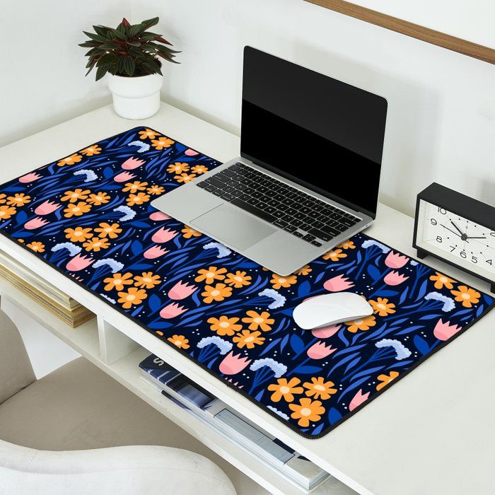 Colorful flowers pattern Desk Mat Gallery Image 2