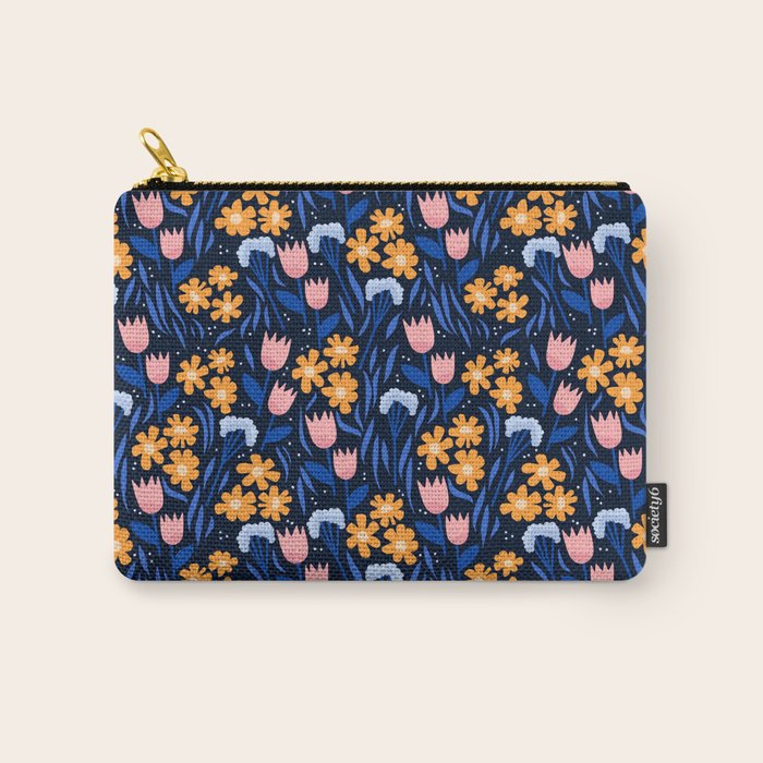 Colorful flowers pattern Carry All Pouch Gallery Image 1