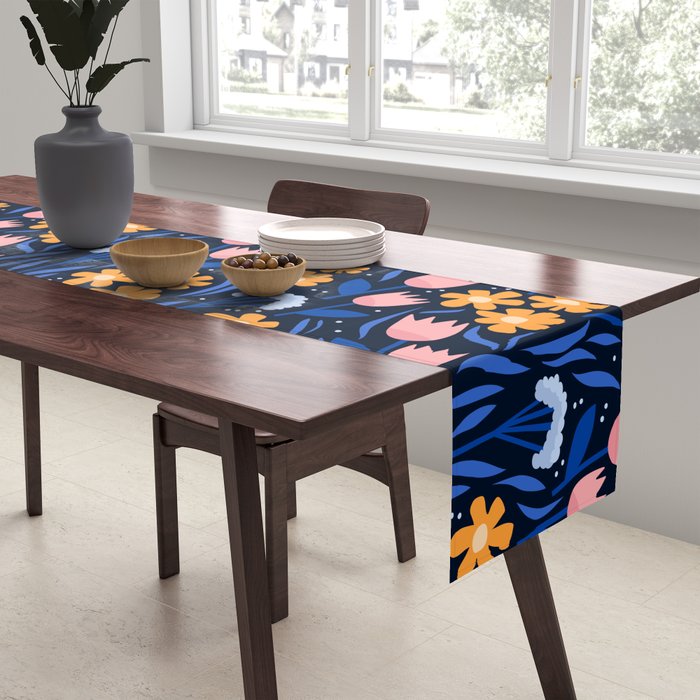 Colorful flowers pattern Table Runner Gallery Image 2