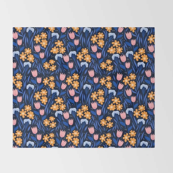 Colorful flowers pattern Throw Blanket Gallery Image 2