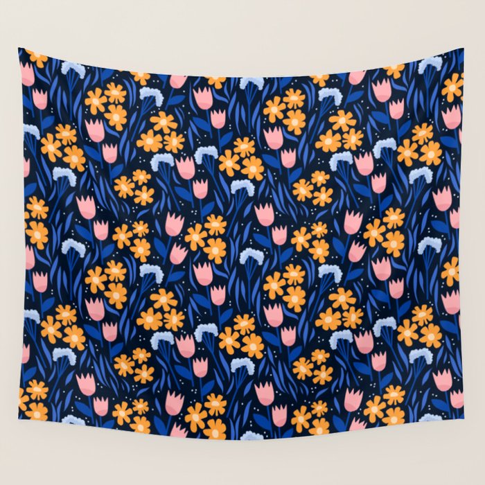Colorful flowers pattern Wall Tapestry Gallery Image 4