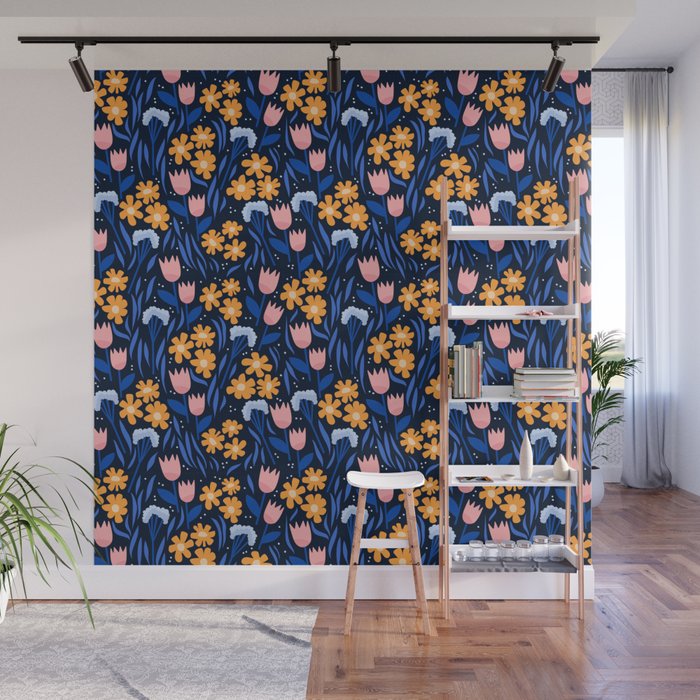 Colorful flowers pattern Wall Mural Gallery Image 1