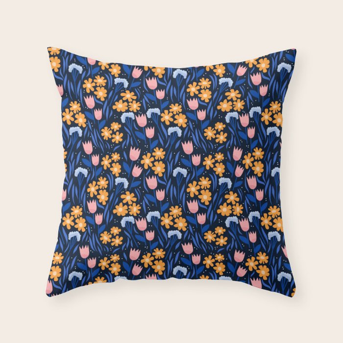 Colorful flowers pattern Throw Pillow Gallery Image 6