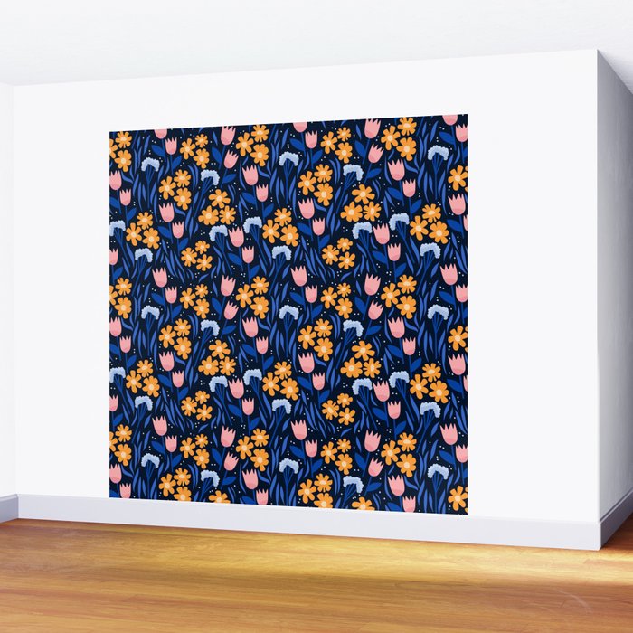 Colorful flowers pattern Wall Mural Gallery Image 2