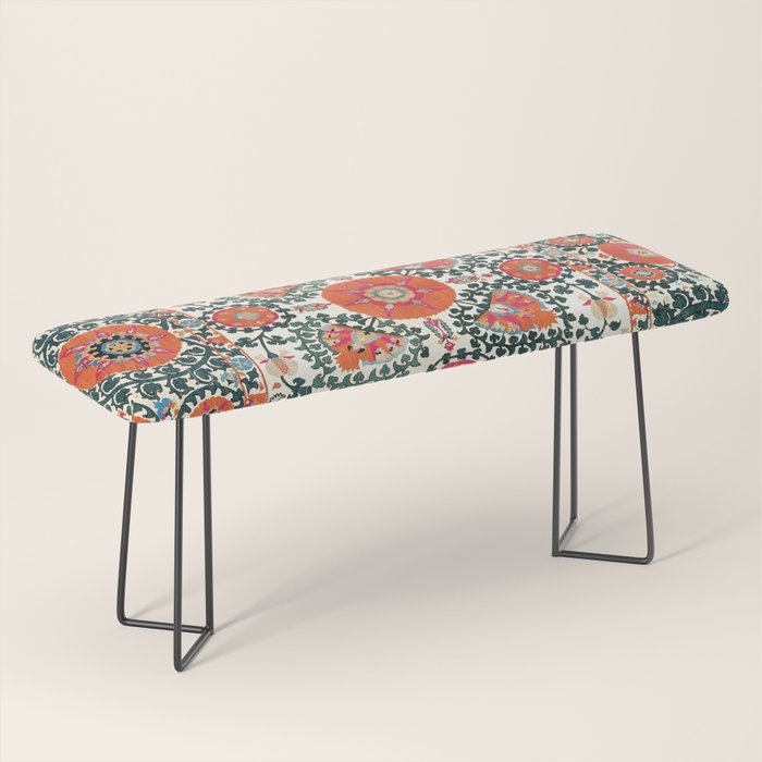 Shakhrisyabz Suzani Uzbek Embroidery Print Bench Gallery Image 1