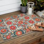 Shakhrisyabz Suzani Uzbek Embroidery Print Outdoor Rug Gallery Image 2