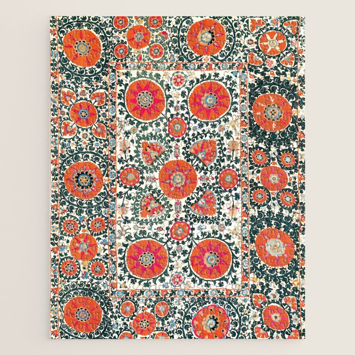 Shakhrisyabz Suzani Uzbek Embroidery Print Jigsaw Puzzle Gallery Image 1