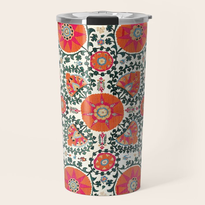 Shakhrisyabz Suzani Uzbek Embroidery Print Travel Mug Gallery Image 1
