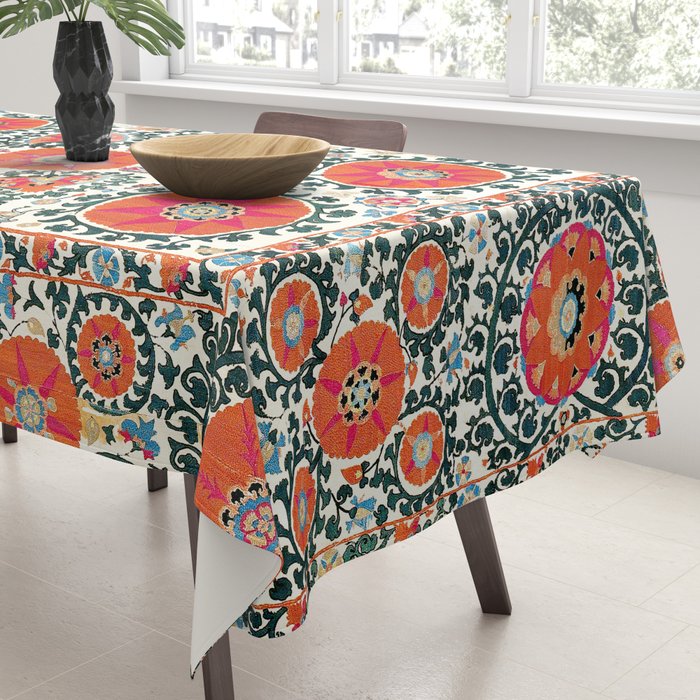 Shakhrisyabz Suzani Uzbek Embroidery Print Tablecloth Gallery Image 3