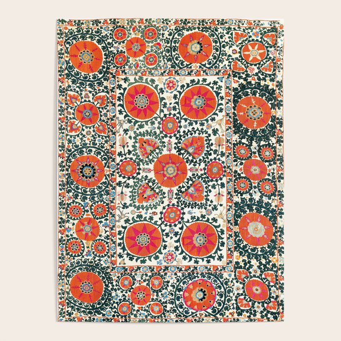 Shakhrisyabz Suzani Uzbek Embroidery Print Poster Gallery Image 1