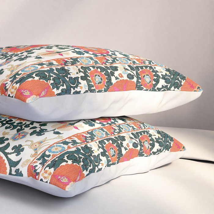 Shakhrisyabz Suzani Uzbek Embroidery Print Pillow Sham Gallery Image 3