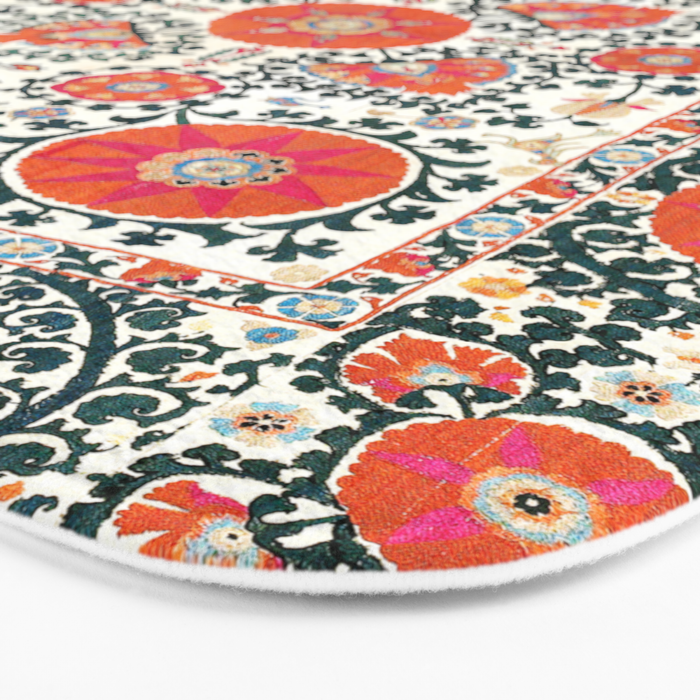 Shakhrisyabz Suzani Uzbek Embroidery Print Bath Mat Gallery Image 3