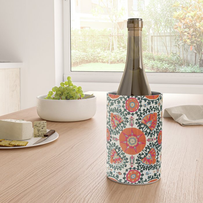 Shakhrisyabz Suzani Uzbek Embroidery Print Wine Chiller Gallery Image 4