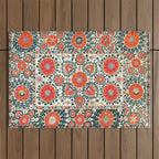 Shakhrisyabz Suzani Uzbek Embroidery Print Outdoor Rug Gallery Image 1