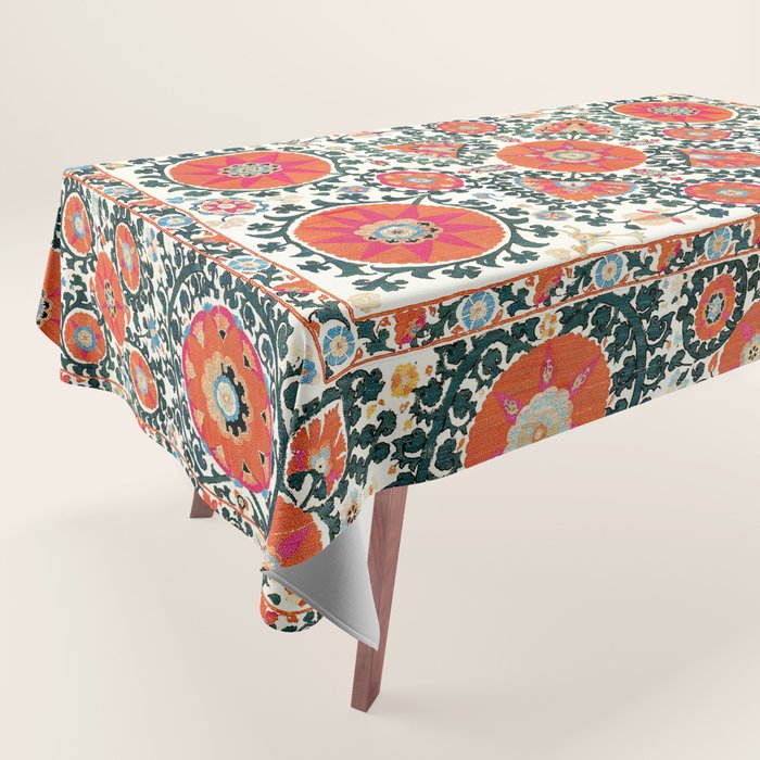 Shakhrisyabz Suzani Uzbek Embroidery Print Tablecloth Gallery Image 1