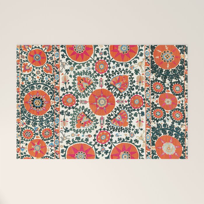 Shakhrisyabz Suzani Uzbek Embroidery Print Welcome Mat Gallery Image 1