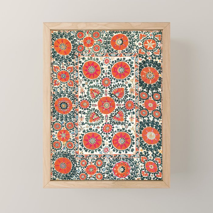 Shakhrisyabz Suzani Uzbek Embroidery Print Mini Art Print Gallery Image 1