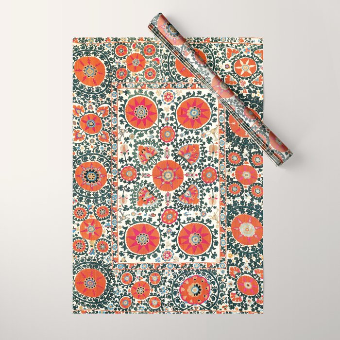 Shakhrisyabz Suzani Uzbek Embroidery Print Wrapping Paper Gallery Image 1
