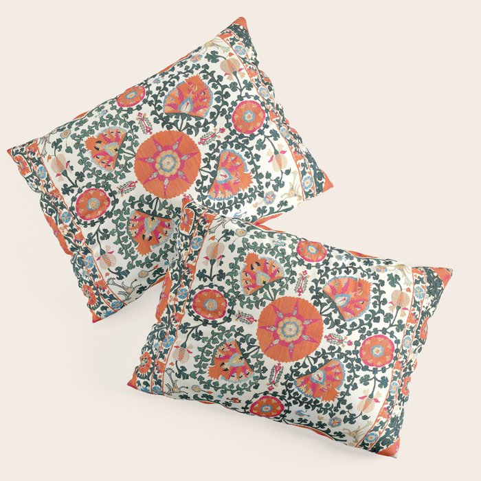 Shakhrisyabz Suzani Uzbek Embroidery Print Pillow Sham Gallery Image 3