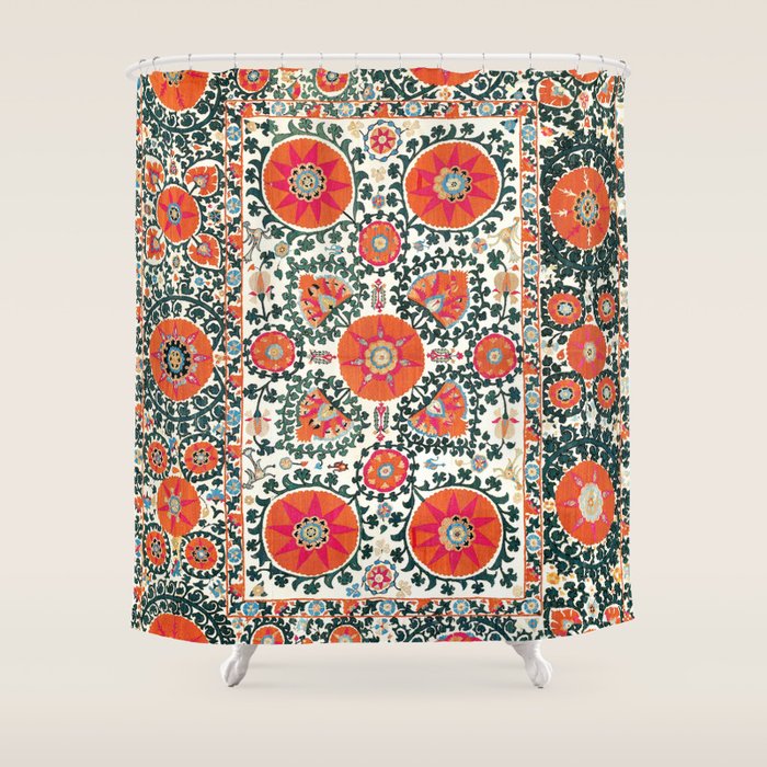 Shakhrisyabz Suzani Uzbek Embroidery Print Shower Curtain Gallery Image 1