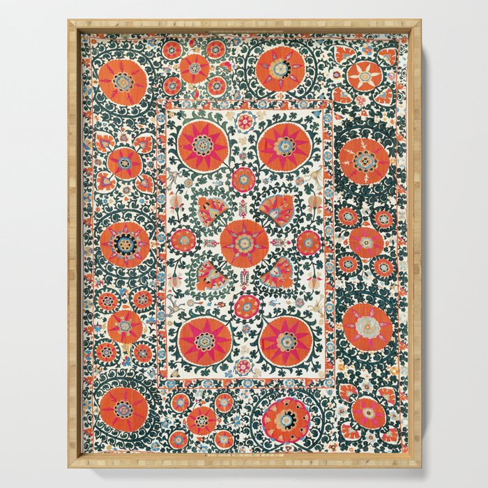 Shakhrisyabz Suzani Uzbek Embroidery Print Serving Tray Gallery Image 1