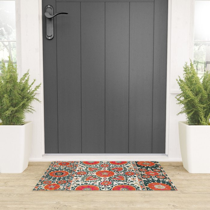 Shakhrisyabz Suzani Uzbek Embroidery Print Welcome Mat Gallery Image 3