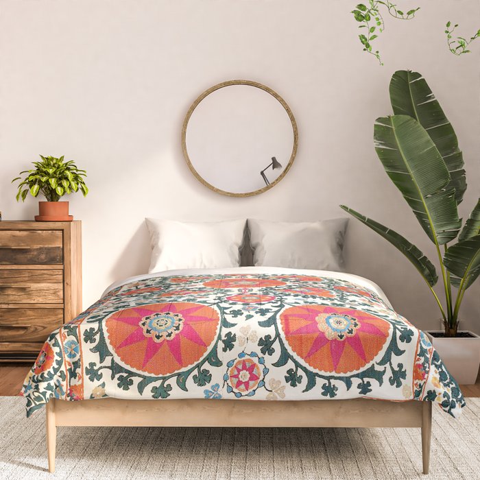 Shakhrisyabz Suzani Uzbek Embroidery Print Comforter Gallery Image 3