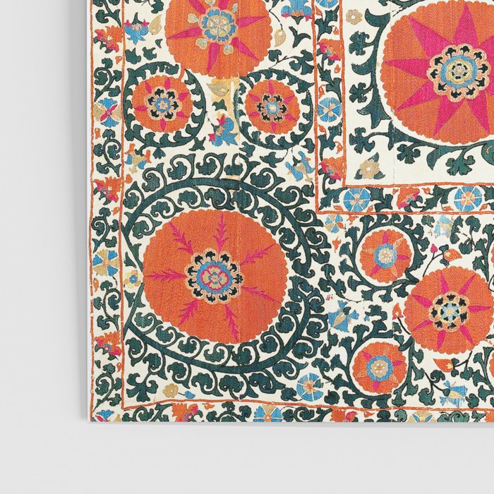 Shakhrisyabz Suzani Uzbek Embroidery Print Poster Gallery Image 3