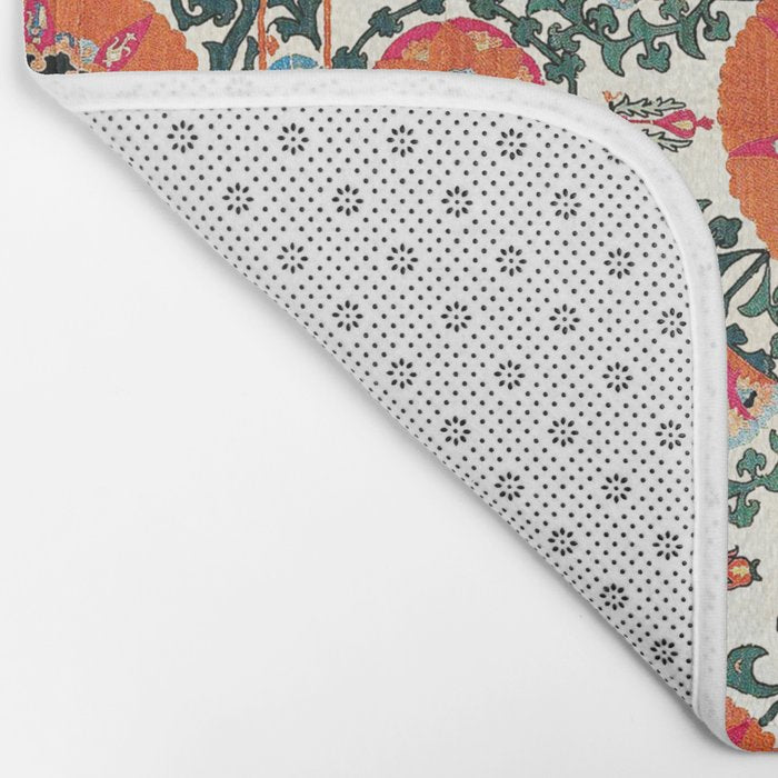 Shakhrisyabz Suzani Uzbek Embroidery Print Bath Mat Gallery Image 2