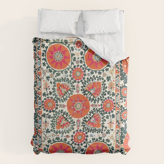 Shakhrisyabz Suzani Uzbek Embroidery Print Comforter Gallery Image 6